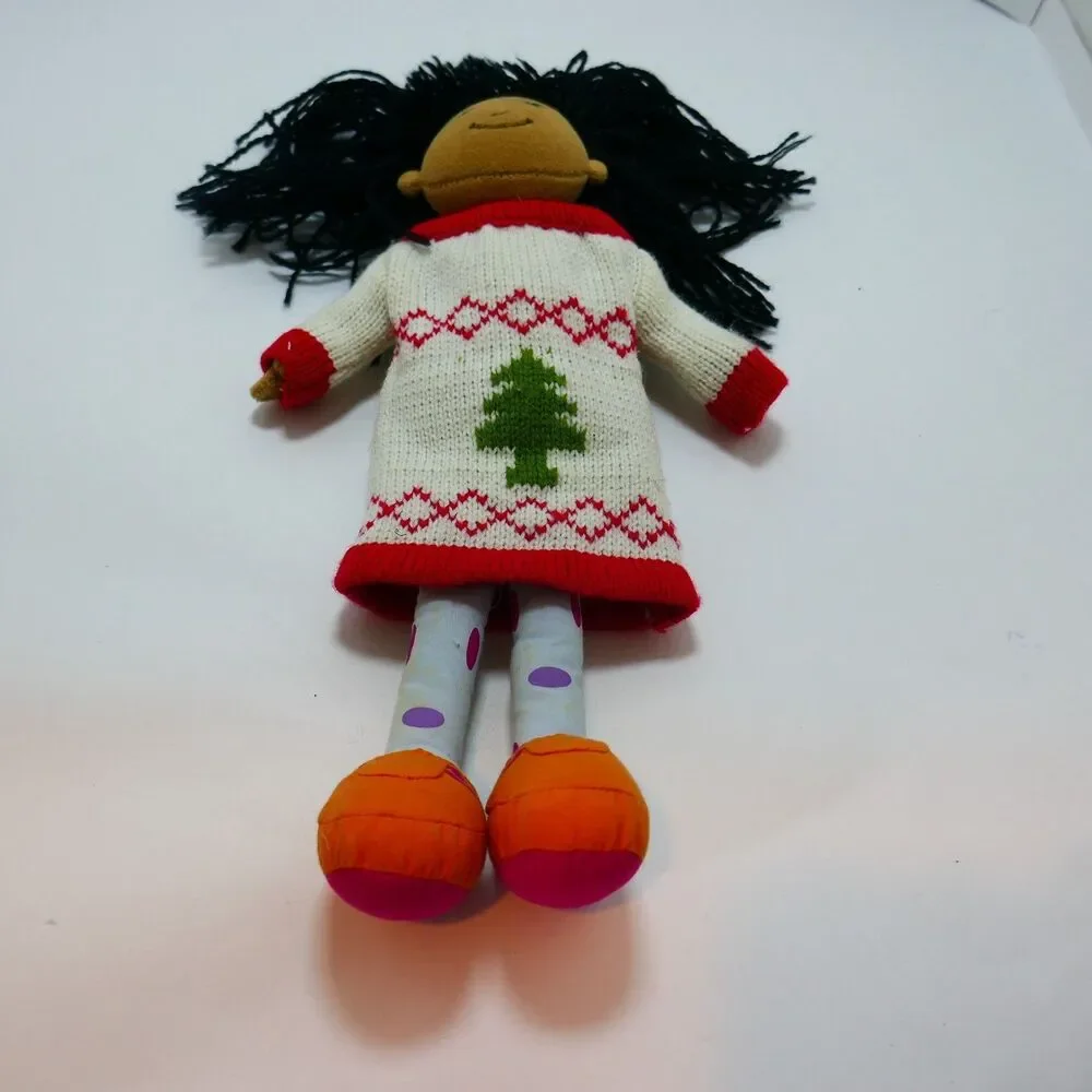 Groovy Girls Plush Doll Black Hair Christmas Sweater Orange Shoes